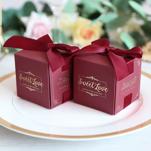 Кампания Mori Красная сахарная коробка свадьба привет сахарная коробка европейская ретро свадебная сахарная коробка простая свадьба Hi Sugar Box