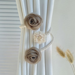 Light Luxury High-End Curtain Tiebacks with Rose Flowers, Princess-Style Sheer Curtain Tiebacks, Gathering Clips, Decorative Embellishments