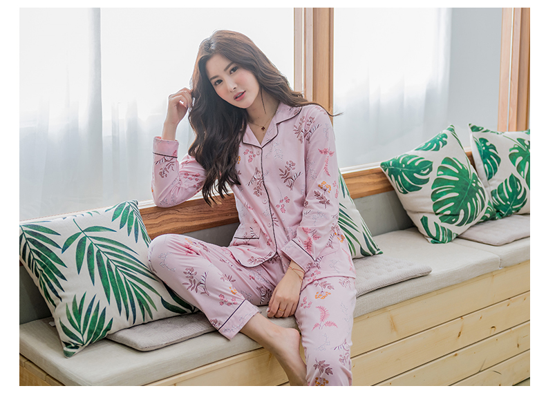 Ladies đồ ngủ mùa xuân và mùa hè dài tay cotton kích thước lớn phần mỏng mùa hè sau sinh để làm tháng dịch vụ nhà phù hợp với