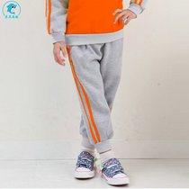 Kindergarten sweatpants male and female children sports pants orange bar pants Spring and autumn students Close-up School Pants Plus Suede Thickened School Pants