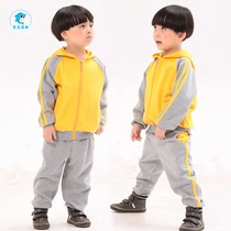  Spring and autumn kindergarten garden clothes Mens and womens school uniforms Class clothes Childrens hooded zipper jacket a pair of cotton sports school pants