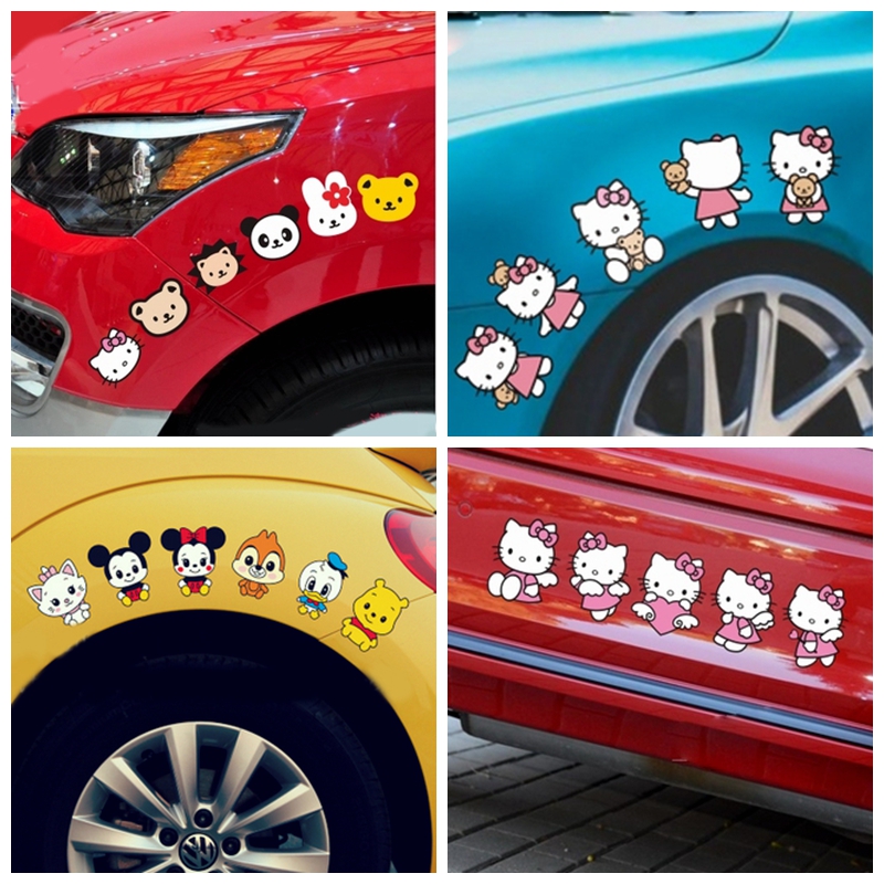 hello kitty Kate cat personality cartoon cute funny cover scratch electric car sticker wheel eyebrow sticker