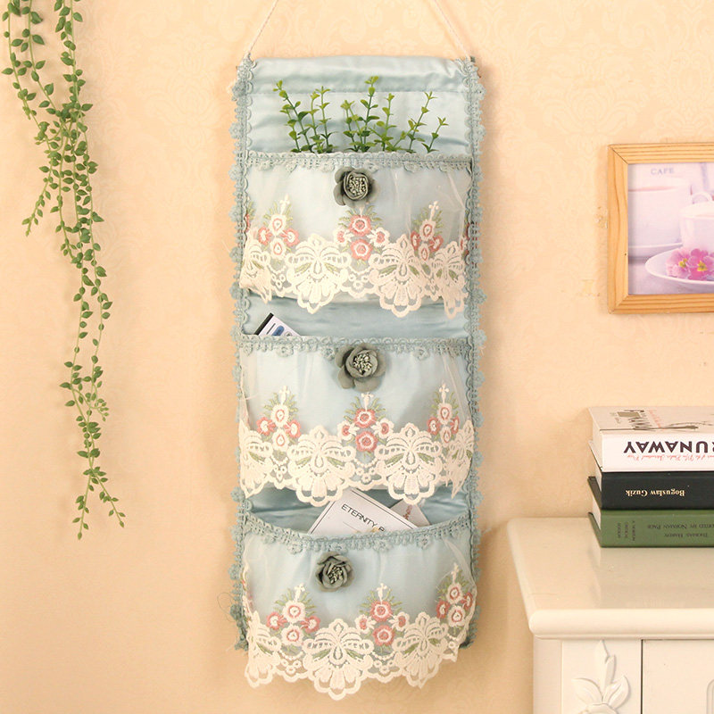 Eurostyle Lace Cloth Art Multilayer Wall Containing Hanging Bag Fresh And Cute Door Rear Decorated Debris Pocket Finishing Bag