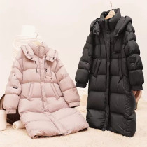 Down Jacket Womens 2024 Winter New Mid-Length Korean Style Loose Thickened Hooded Fashion Winter Duck Down Jacket