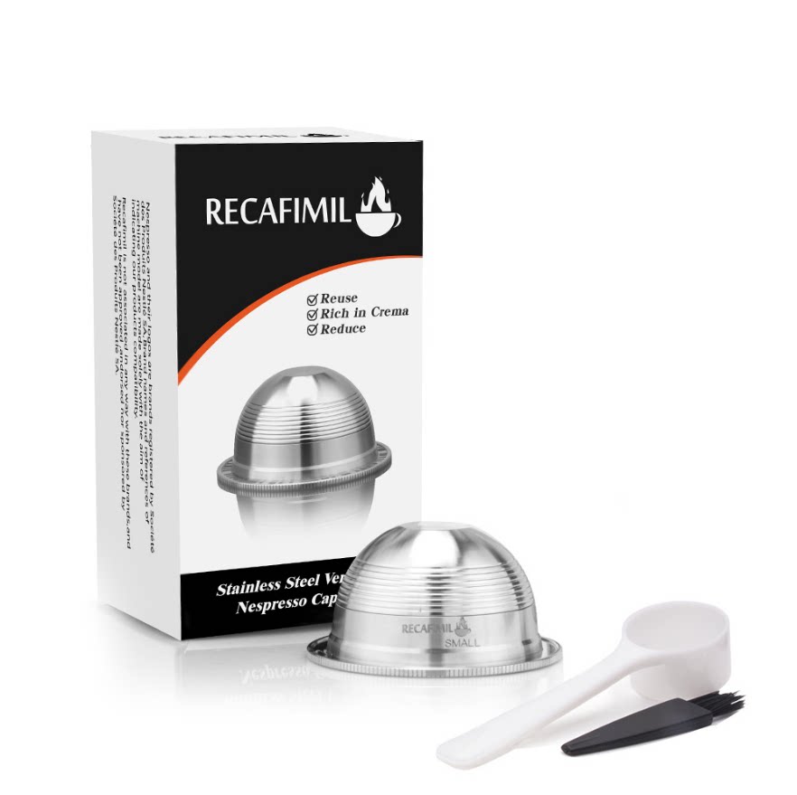 Compatible with vertuoline Stainless Steel Capsule Coffee Refill Multi-Use Coffee Filter Capsule Shell