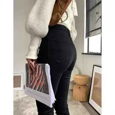 SNT Ace super elastic high waist thin black pants pencil pants black skinny jeans female cowboy pipe pants