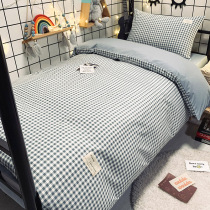 Upper and lower bunk beds 4 pieces of pure cotton full cotton student Dormitory Bed Three Sets Naked Sleeping Summer Linen Quilt Cover Washed Cotton