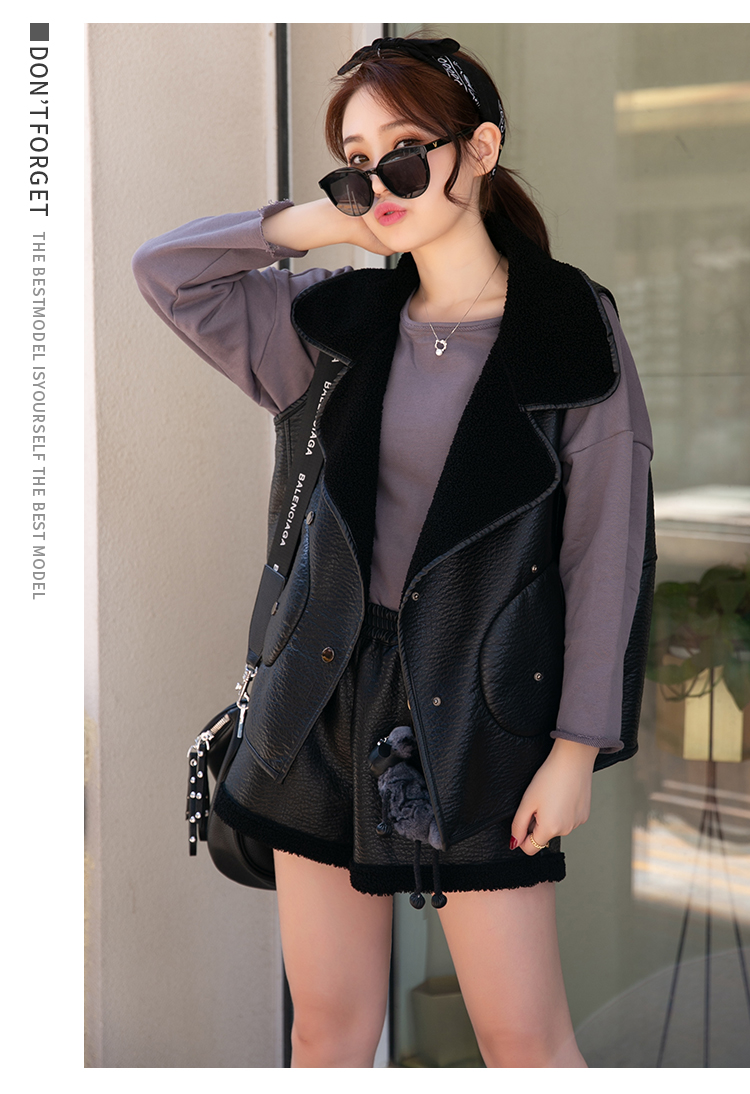 Áo lông cừu một bộ vest nữ 2018 phiên bản Hàn Quốc mới mùa thu đông các kiểu áo sơ mi họa nữ đẹp
