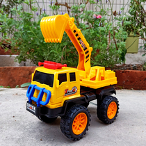 Large sliding childrens engineering vehicle toy excavator shovel soil tipping bucket digging inertia beach hook machine baby model
