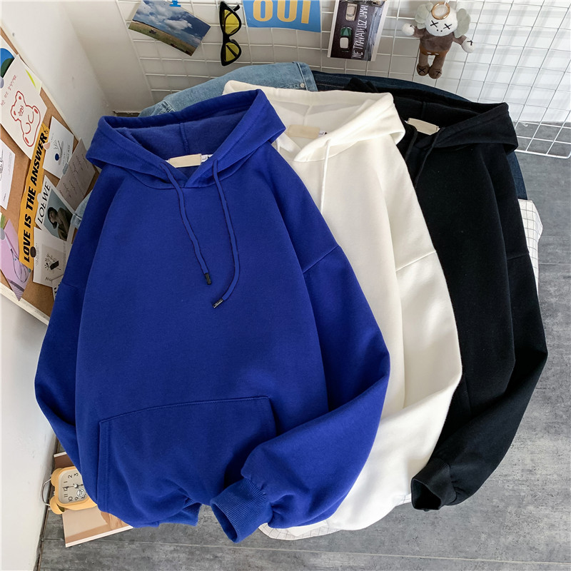Bf Internet Celebrity Style New Solid Color Sweatshirt for Men and Women, Pullover for Spring and Autumn, Student Casual Korean Style Trendy Hooded Fleece Hoodie