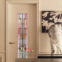 蒂凡尼玻璃法式欧式艺术玻璃水纹彩色银波纹压花粉紫透光长方门芯