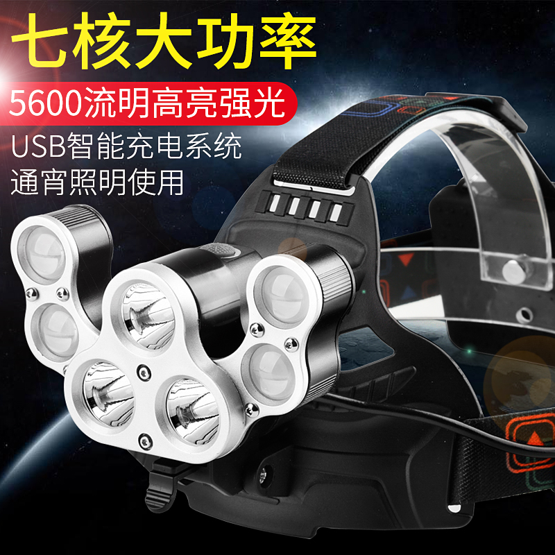 Headlamp Strong light charging Super bright head-mounted outdoor lighting Multi-function high-power ultra-long battery flashlight Mine lamp