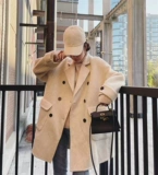 Демисезонное длинное двусторонное кашемировое шерстяное шерстяное пальто, европейский стиль, средней длины, свободный крой