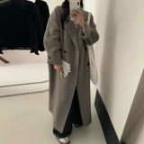Демисезонное двусторонное кашемировое классическое элитное длинное шерстяное шерстяное пальто, в корейском стиле, длина макси