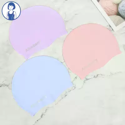 Macaron color Japanese girl silicone swimming cap male and female children adult long hair waterproof swimming hat does not take head