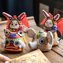 Wangs hand-made rabbit hand-embroidered Chinese style Tiger gift old Beijing special ornaments rabbit pendant