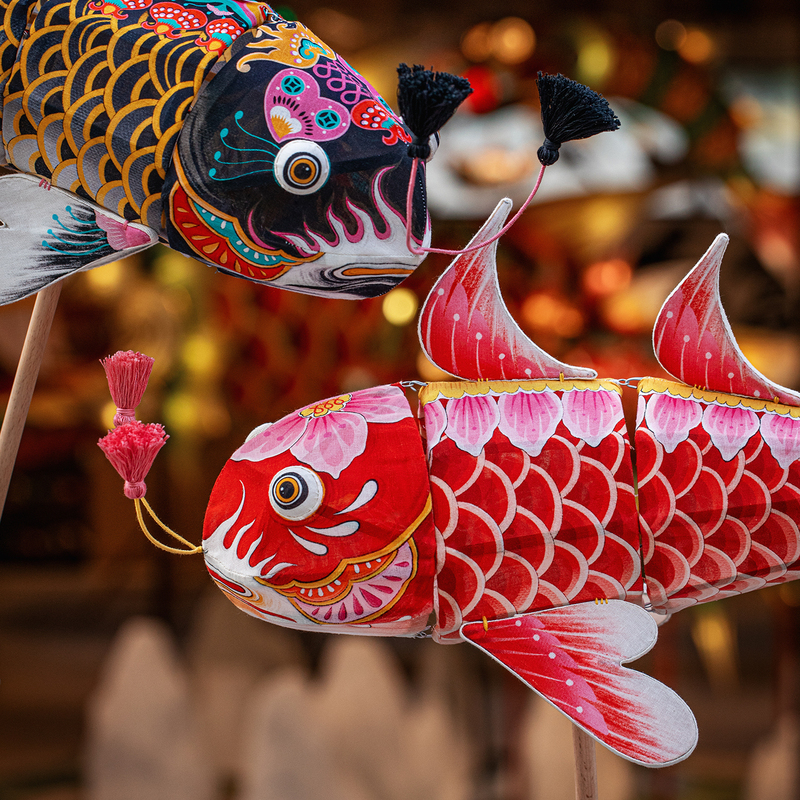 Wang's Handmade Carp Lantern DIY Material Kit Bamboo Weaving Lantern Huizhou Intangible Cultural Heritage Ancient Style Chinese Style for Children
