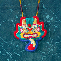 Wangs hand-made handmade embroidery necklace Chinese animal original exclusive clavicle chain Parent-child cotton and linen literary accessories