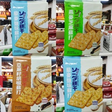 Крекеры 台湾津巧藜麦盐味燕麦芝麻亚麻籽胡椒苏打饼干145g*4袋装休闲零食