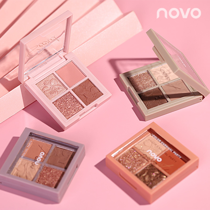 Makeup NOVO new four-color eyeshadow female student party live broadcast net red hot style multi-color pearlescent earth color eyeshadow palette