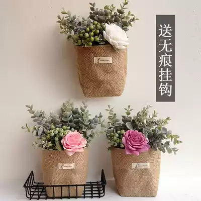 Wall flower basket set simulation fake flower hanging basket wall decoration hanging basket indoor hanging wall decoration wall decoration flower