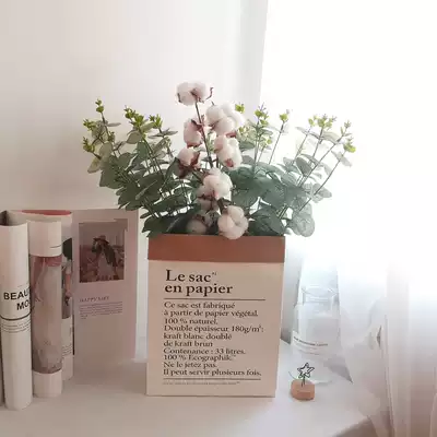 Nordic silk flower fake flower decoration simulation plastic bouquet Eucalyptus net red flower art living room dining table decoration green plant