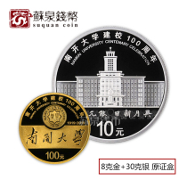 Brand new 2019 Nankai University 100th anniversary gold and silver coin 8g certificate box Nankai University gold and silver coin