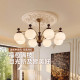 2025 New French-Style Vintage Living Room Chandelier, Chinese-Style Retro Walnut Color Bedroom and Study Lamp, Whole House Package