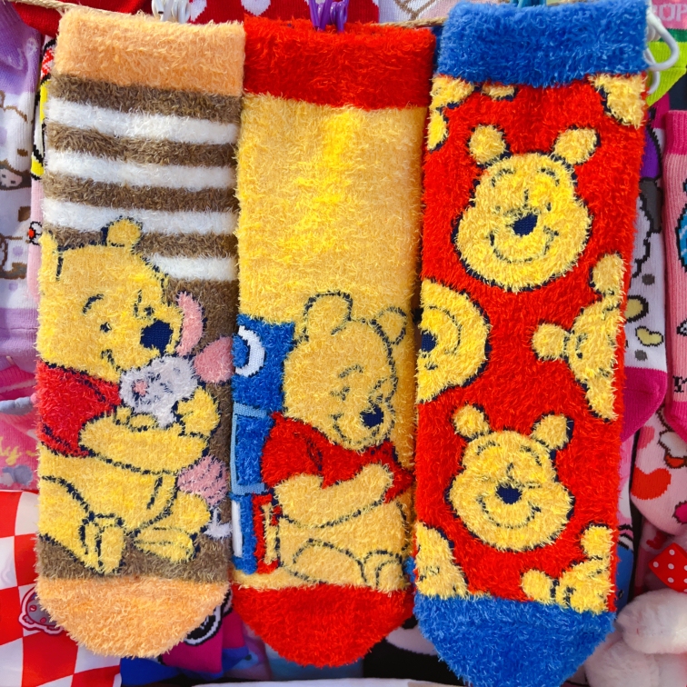 Export Cartoon Socks Cute Winnie the Pooh Plush Socks Autumn and Winter Socks Women's Socks Warm Socks Coral Fleece