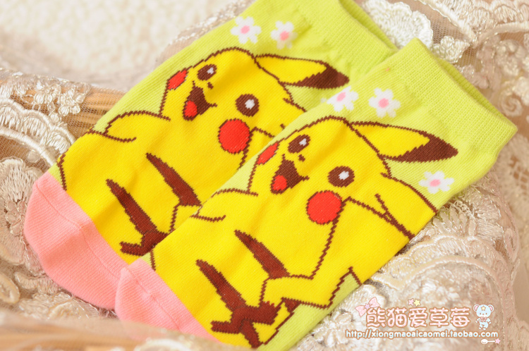 Nhật bản Pokemon Pokemon Pikachu Miao ếch vớ hoạt hình vớ ngắn vớ cotton dễ thương vớ nữ