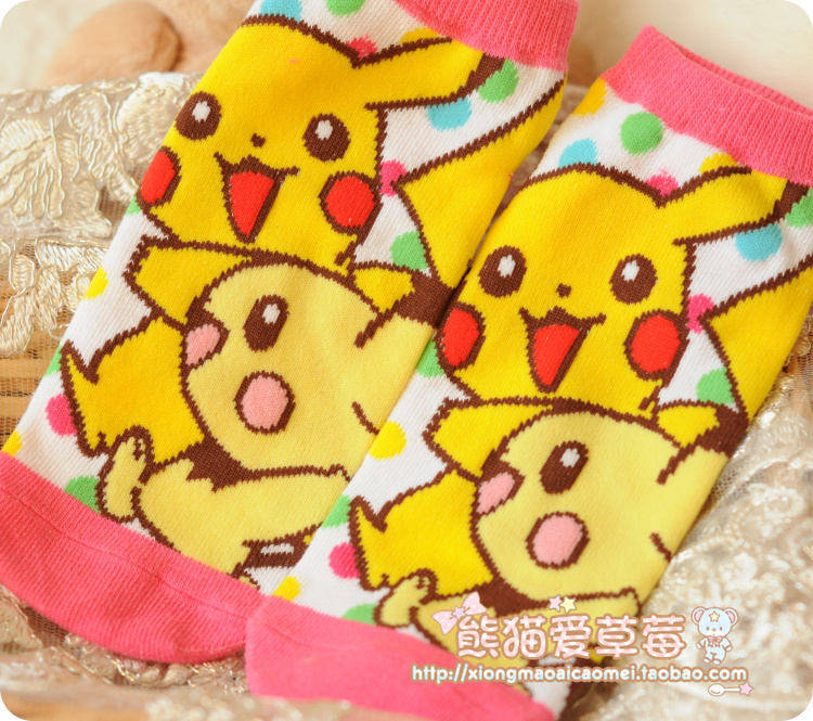 Nhật bản Pokemon Pokemon Pikachu Miao ếch vớ hoạt hình vớ ngắn vớ cotton dễ thương vớ nữ