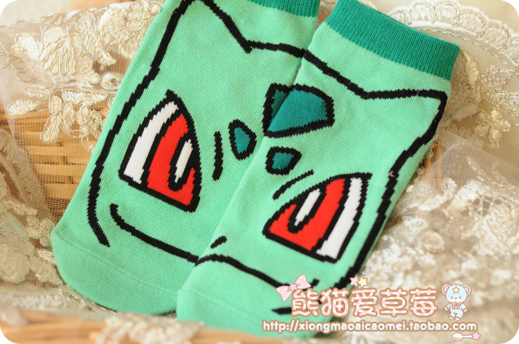 Nhật bản Pokemon Pokemon Pikachu Miao ếch vớ hoạt hình vớ ngắn vớ cotton dễ thương vớ nữ