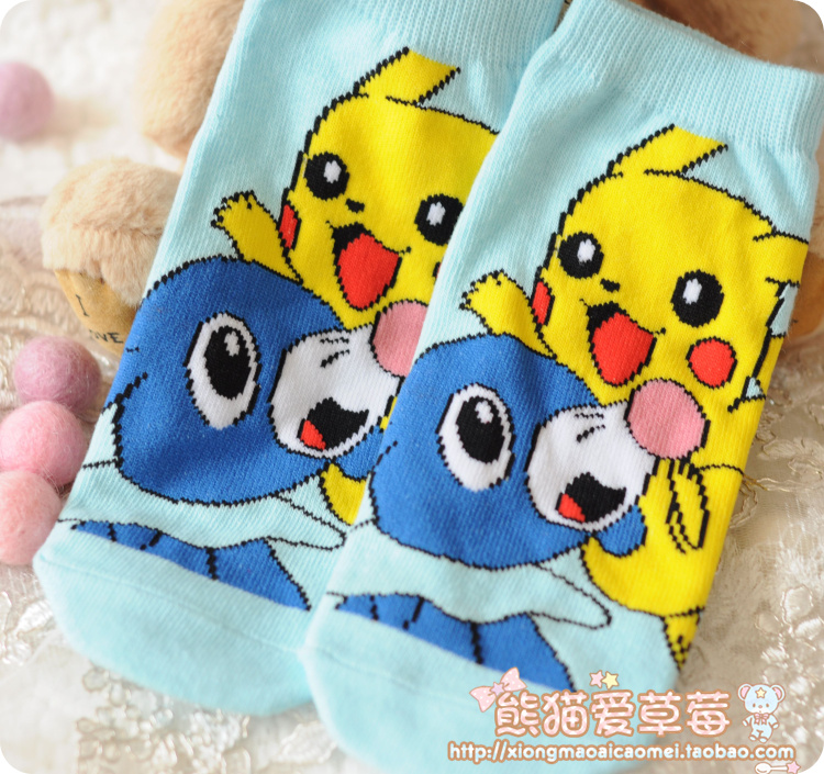 Nhật bản Pokemon Pokemon Pikachu Miao ếch vớ hoạt hình vớ ngắn vớ cotton dễ thương vớ nữ