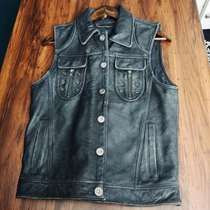 Harley locomotive leather vest mens head layer cowhide 2021 New lapel casual slim body coat