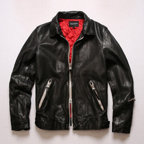 Leather leather men Japanese vintage autumn and winter New Fashion cotton tanned leather jacket lapel slim jacket