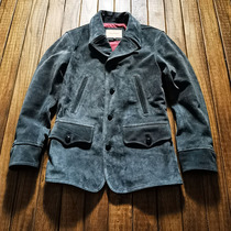 Japanese vintage first-layer tire cowhide leather jacket men dispatcher big lapel anti-velvet casual leather hair jacket