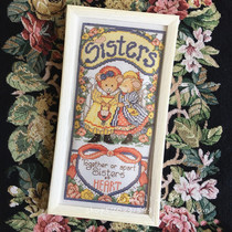 AMERICAN DESIGNS WORK DW OUT-OF-PRINT ORIGINAL CROSS STITCH KIT:HEARTS TOGETHER CUTE MOUSE FRAMED