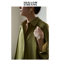 SS STUDIO SILK SLIP Early Spring Commute Professional Satin Shirt Woman Design Sensation with a small crowd of blouses