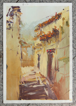 Hongcun gouache landscape painting 8 in Wuyuan rural alley old house color landscape sketch original spot
