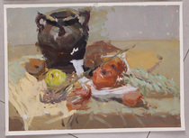 Original gouache painting oil painting decorative painting sketch color sketch Chinese Academy of fine art color fan painting collection