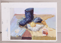 Color Jing Write Sheng 4 Four Kings K Original Water Powder Painting Original Work Painting Room Fan Paintings in Search of Painted Shoes Water Powder