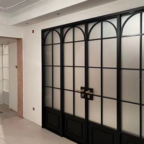 French retro door arch door three-link hanging rail door old iron door folding door sliding door bathroom kitchen sliding door