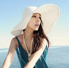 пляжная шляпа 女性时尚草编款 大沿帽沙滩帽防紫外线 大檐帽夏天遮阳帽女士游泳 E
