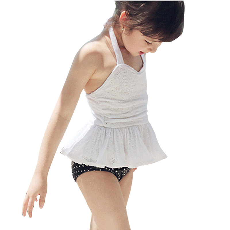 Children's swimsuit girl baby lace white girl infant one-piece skirt Korean sunscreen baby swimsuit