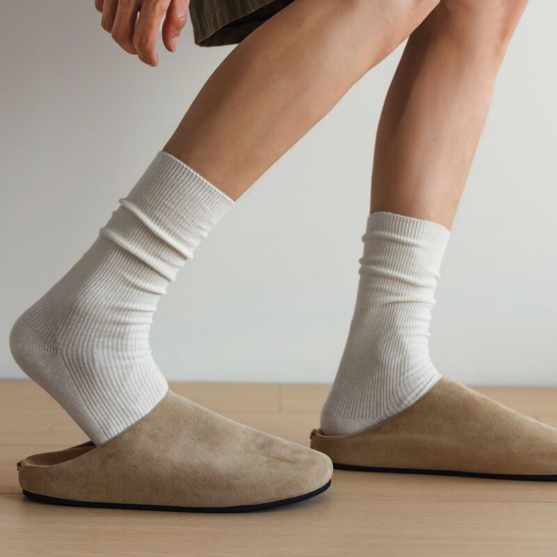 White Stacked Socks for Men, Summer Thin Mid-Calf Japanese Style Black Trendy Long Socks, Cotton Breathable Seamless Gray Stacked White Stacked Socks for Men, Summer Thin Mid-Calf Japanese Style Black Trendy Long Socks, Cotton Breathable Seamless Gray Stacked