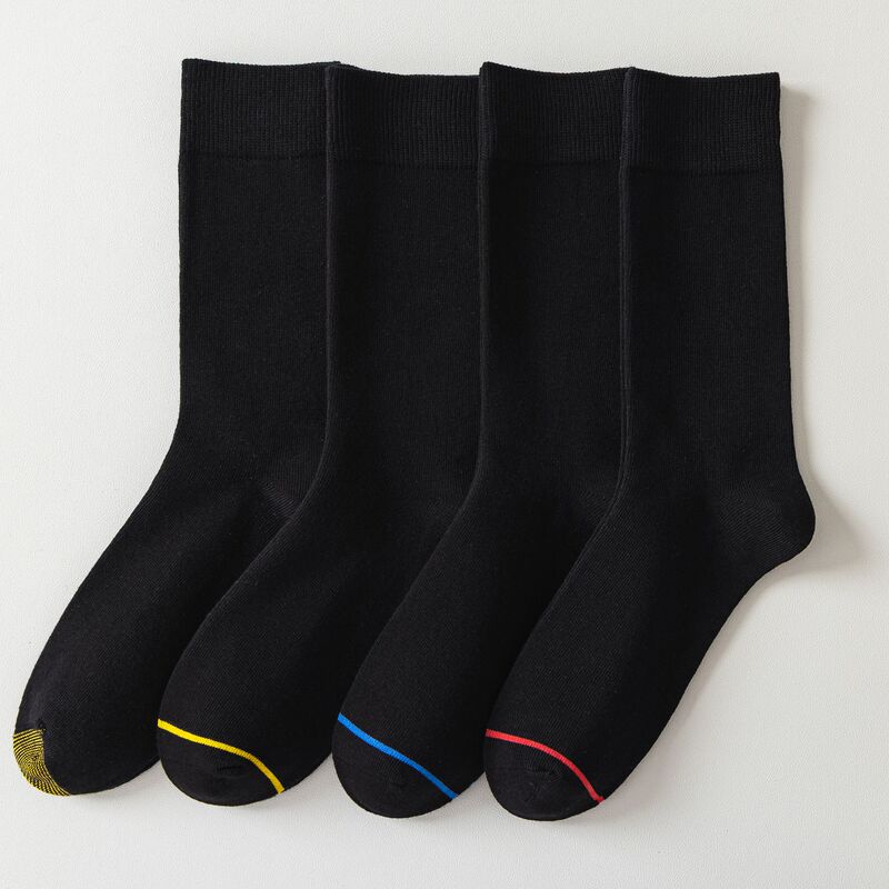 Black Leather Shoes Socks Men's Long Socks Spring and Autumn Breathable Mid-Calf Suit Business Long Formal Cotton Socks British High-Waisted