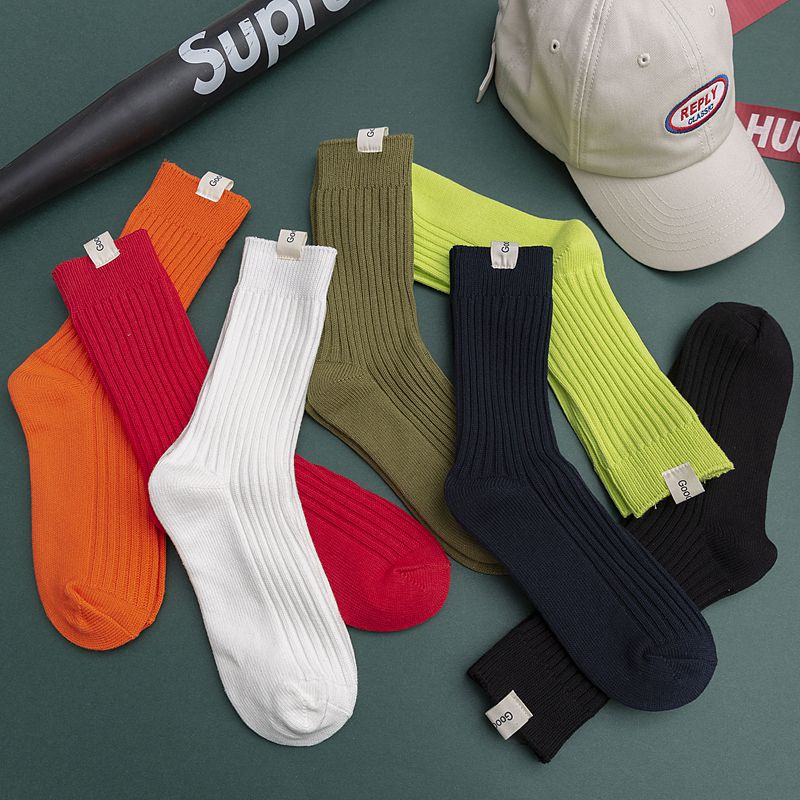 Boss socks men's autumn Tide brand Japanese Yu Wenle knitted wool thick line socks high tube sports trend fluorescent green