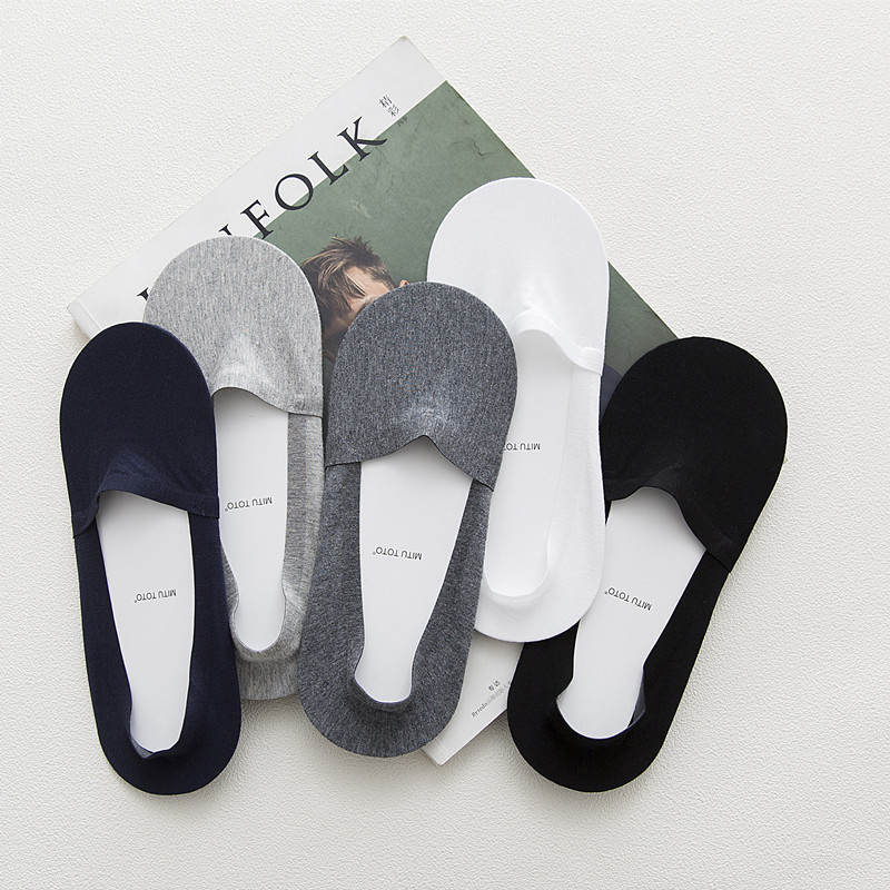 Invisible socks men's ultra-thin all invisible non-falling black silicone anti-slip socks bottom men's summer anti-off invisible Socks Socks Socks