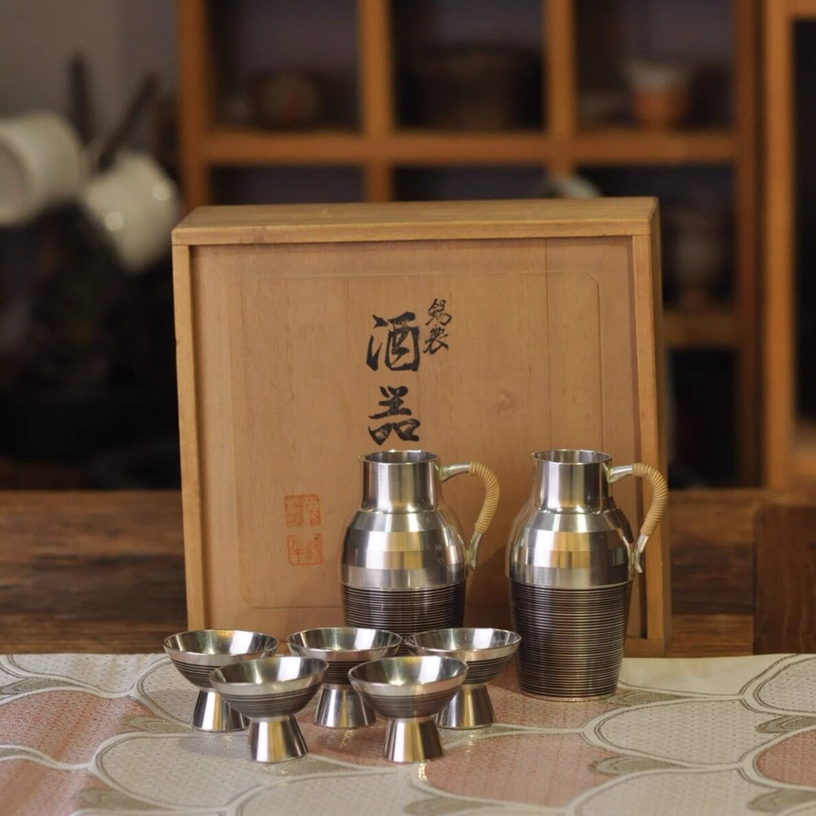 錫 酒器セット 本錫 錫半 盃 五客揃い 盃 徳利 ちろり 徳利