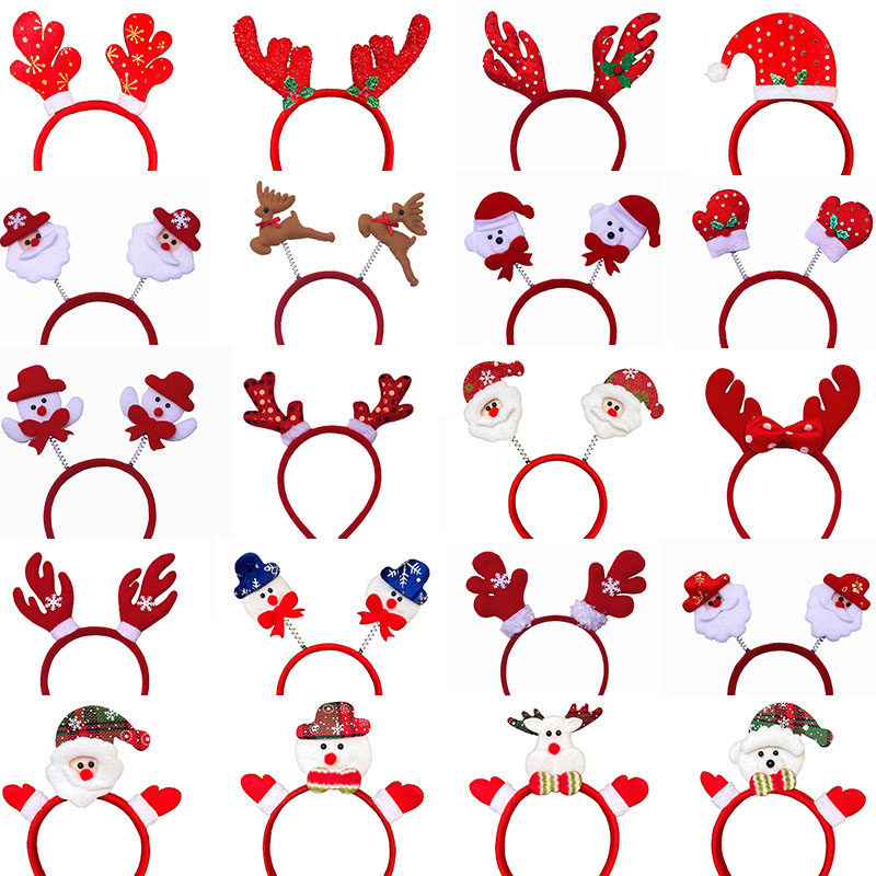 Christmas Hair Clip Christmas Hair Hoop Cartoon Bear Head Button Santa Head Accessories Children Adult Card Party Decorations-Taobao